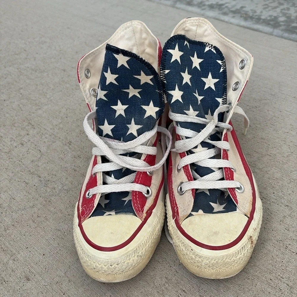 Converse All Star American Flag High Top Sneakers – Made in USA – Youth Size 4.5